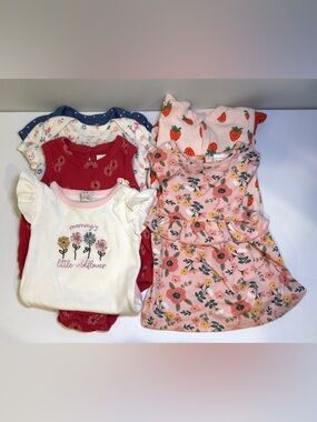 Lot of 7 Baby Girl Clothes 0-6M | Carter’s Old Navy Rachel Zoe Floral Strawberry